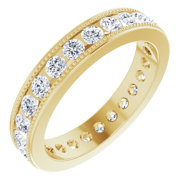 1.50 ct. Round Diamond Eternity Band Milgrain Accent Ring-VIRABYANI